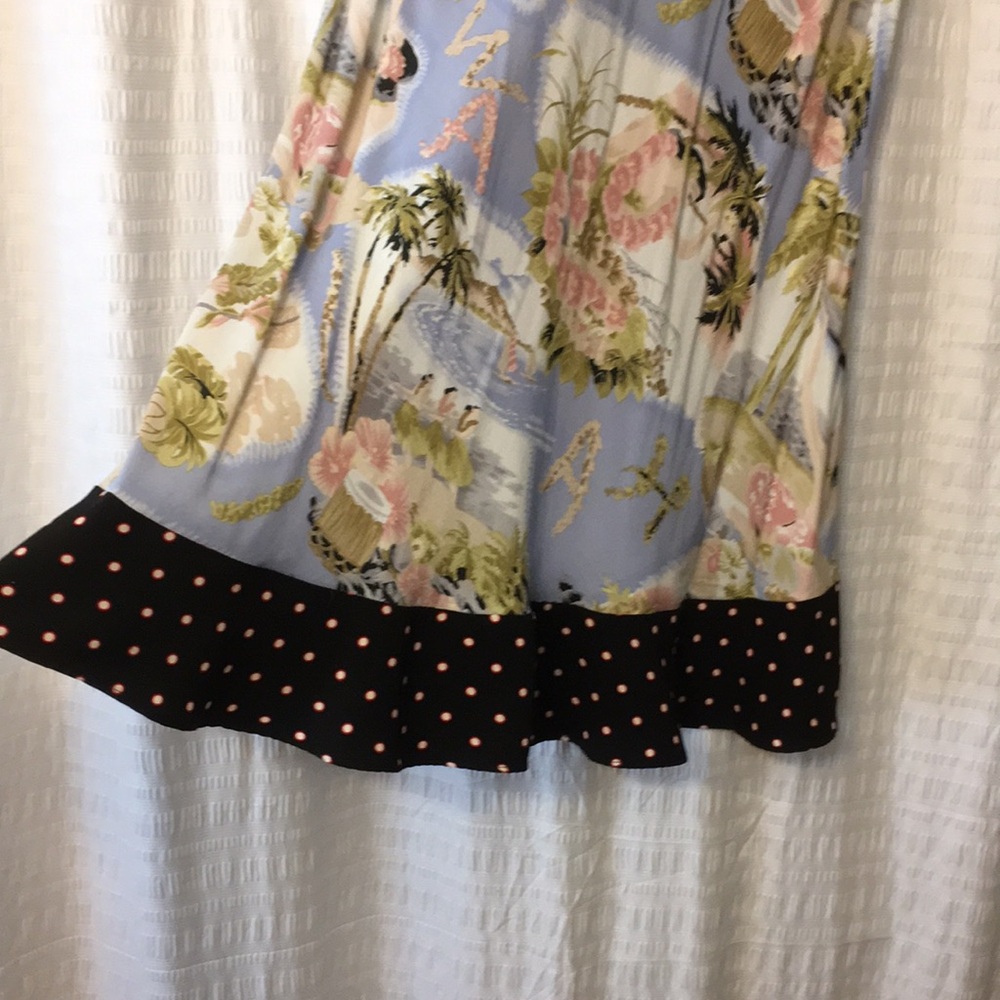 Lucky Brand By Gene Montesano hula skirt with polka dot flare